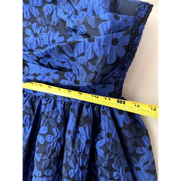 Amanda Uprichard Strapless Oscar Dress Womens S Blue Floral Mini Bubble New - Picture 3 of 6